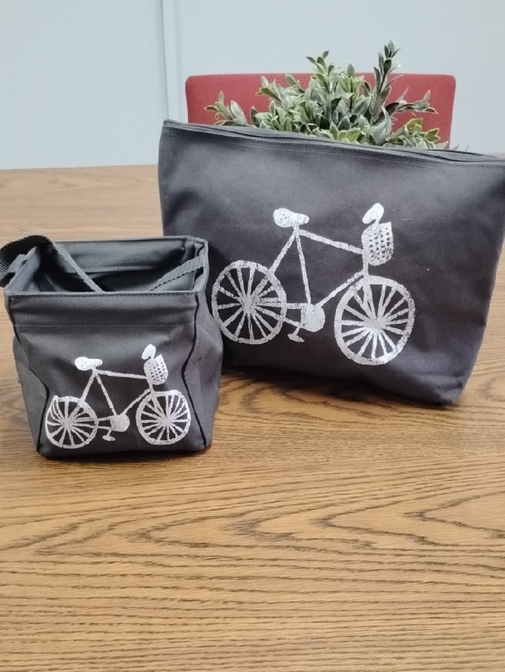 Thirty-One Charcoal Gray Storage And/Or Organizer Bags. Bicycle Motif